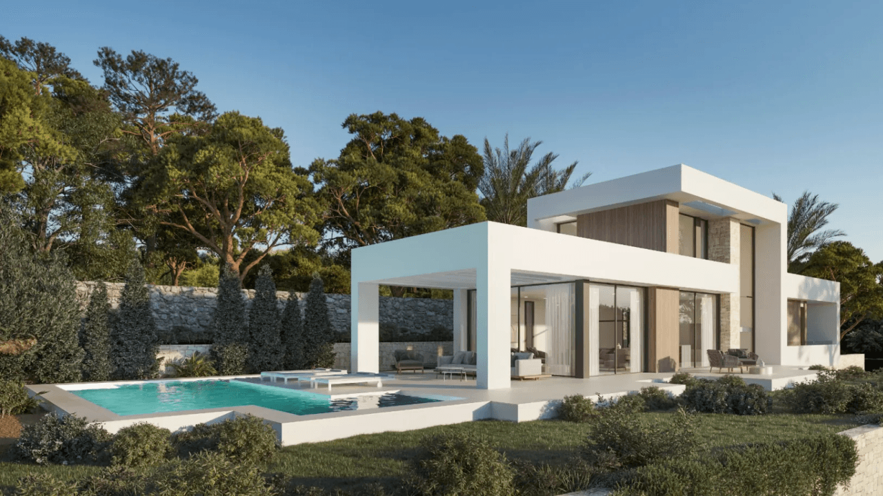 Nueva promoción de villas de lujo  en Denia estilo  moderno con espectalures   vistas  .
